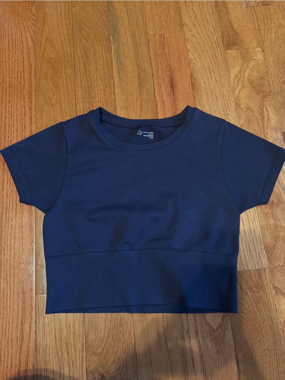 aerie Navy Cropped Crewneck Top